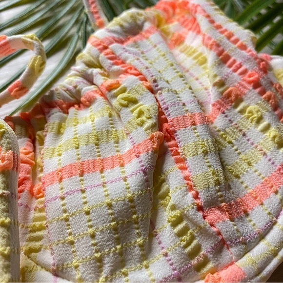 Billabong ☀️ Plaid Pink + Yellow Tropical Underwire Bikini Top | Tie Side Bottom - Picture 12 of 16